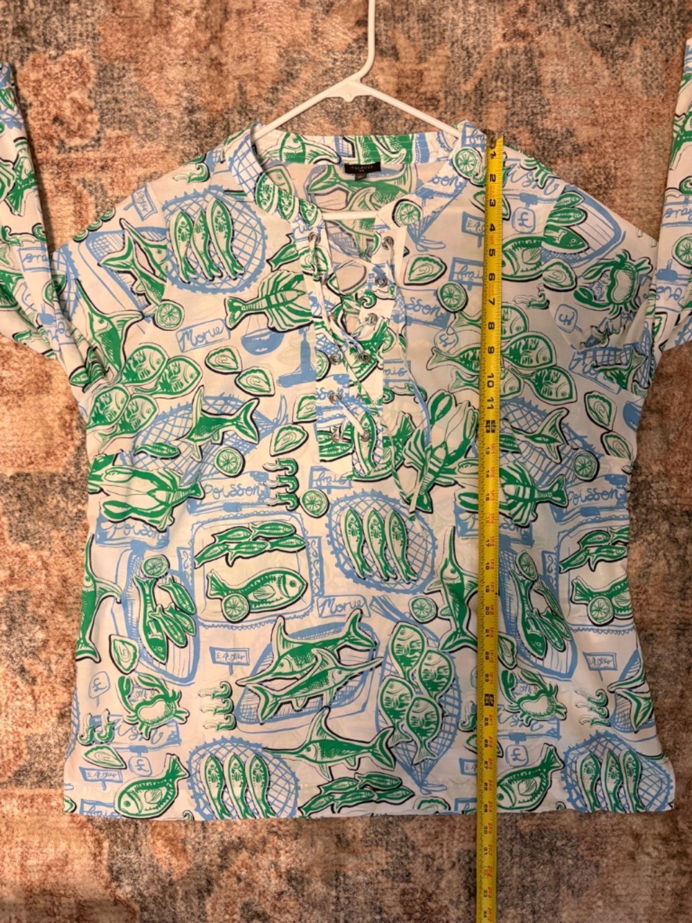 Talbots Women's Plus "Fish Market" Lace-Up Popover Tunic Shirt Top Blouse 1X - Picture 8 of 9
